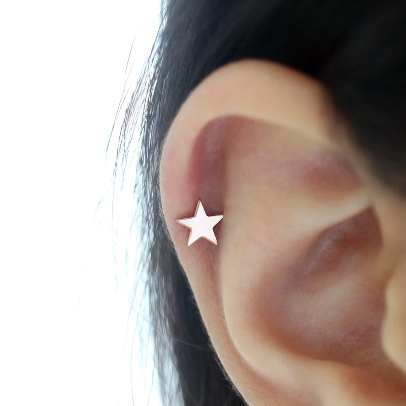 Star Cartilage Stud Earring 14K Gold Musemond