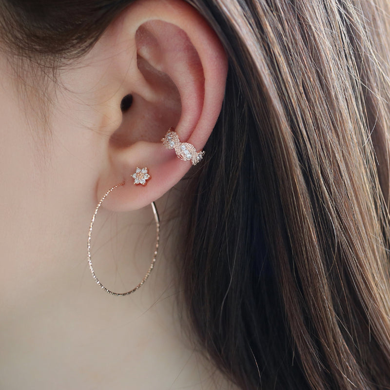 Thin and large endless hoop earring made in 14k gold