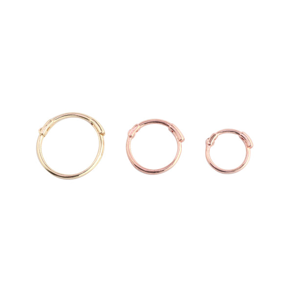 14k gold thin small huggie hoop earrings in 6mm, 7mm, 8mm and 10mm