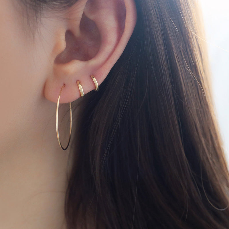 double ear lobe huggie hoop earrings in solid gold
