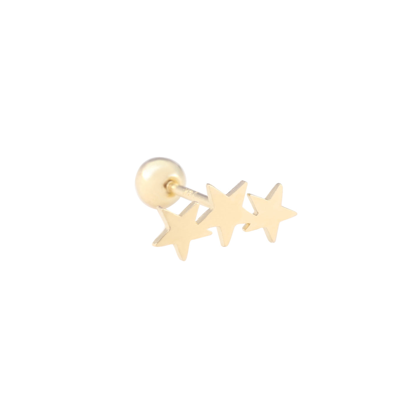 14k Solid Gold Crescent Moon, Triple Star, Lightning and Star Cartilage buy Stud CZ Earrings,Helix Labret,Gold Tragus Piercing, Gift For Him Her