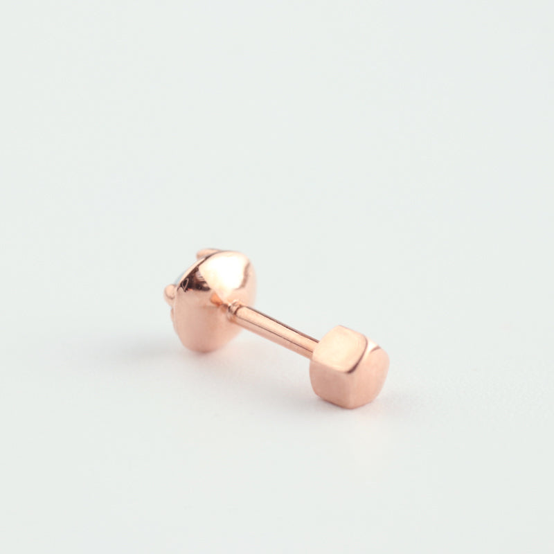 Ellipse Gemstone Cartilage Earring- 14K Gold