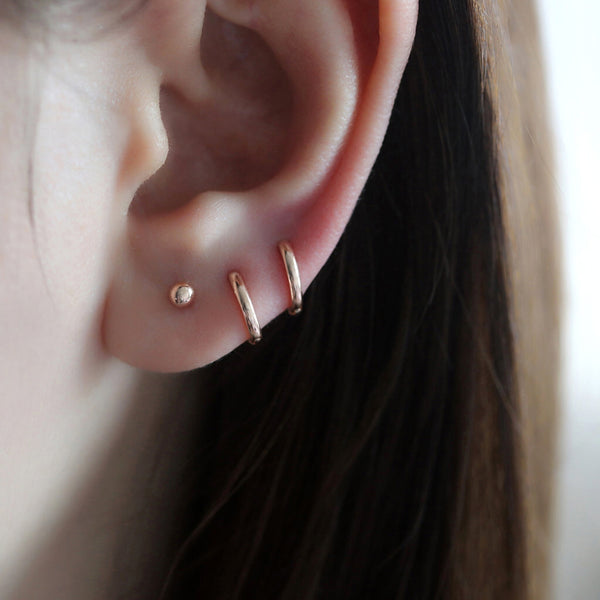 6mm small huggie hoop earring in double lobe piercings