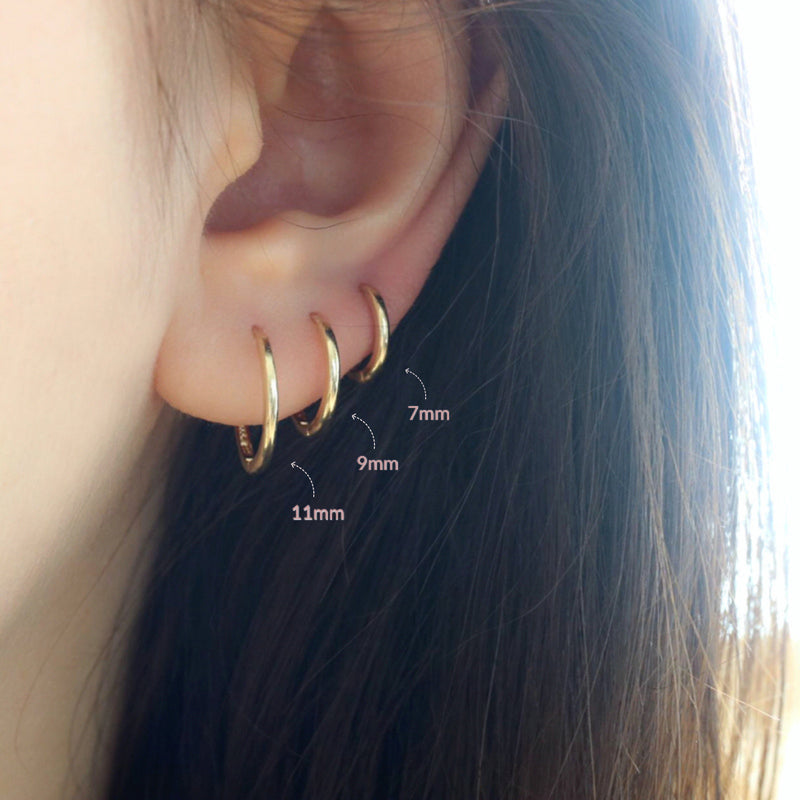 triple lobe hoop earring set in solid 14k gold