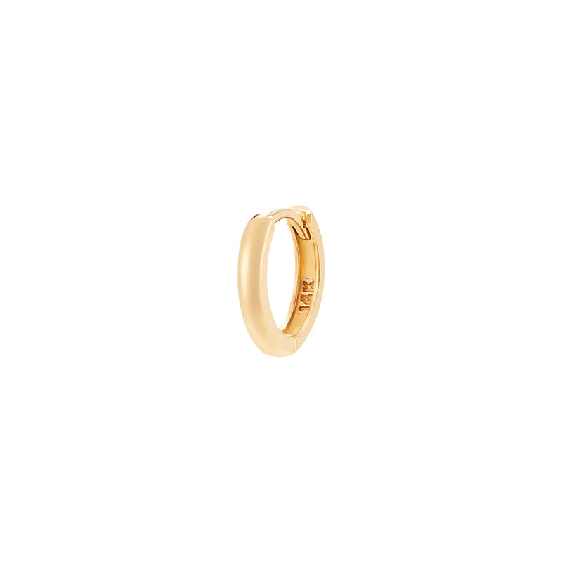 small round huggie hoop earring in 14k solid gold