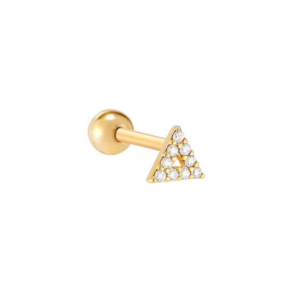 Pave Line Triangle Cartilage Piercing- 14K Gold