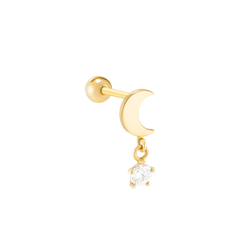 Moon Dangle Ear Piercing- 14K Gold