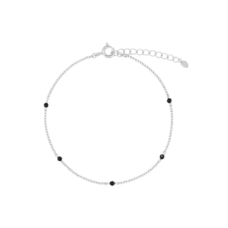 Black Spinel Chain Bracelet- Sterling Silver