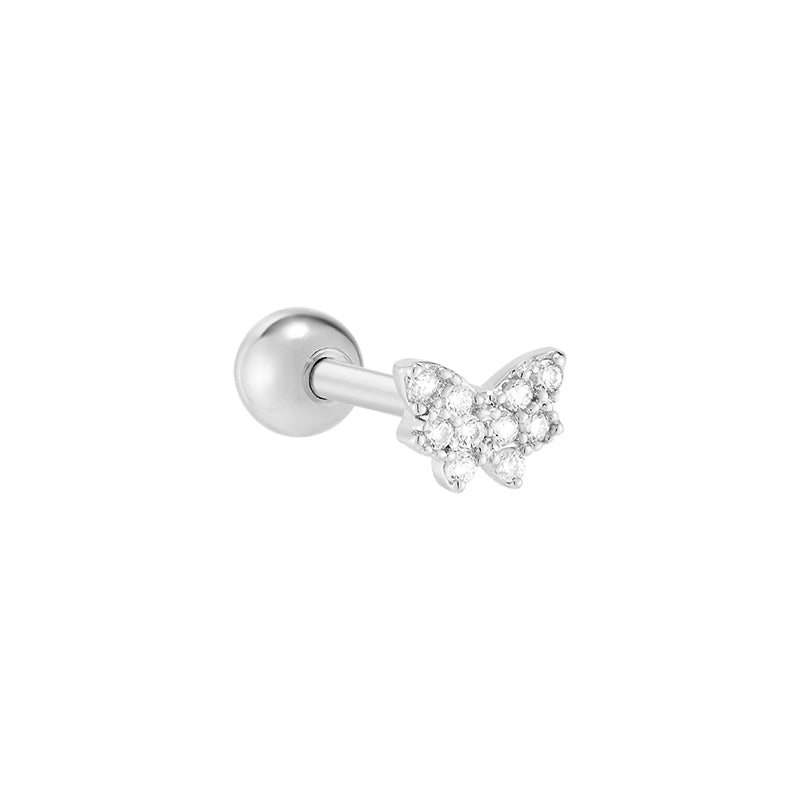 Pave Butterfly Cartilage Piercing- Sterling Silver