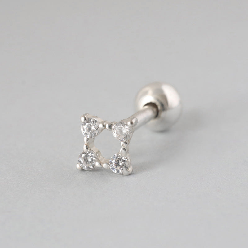 Line Square Cartilage Piercing- Sterling Silver