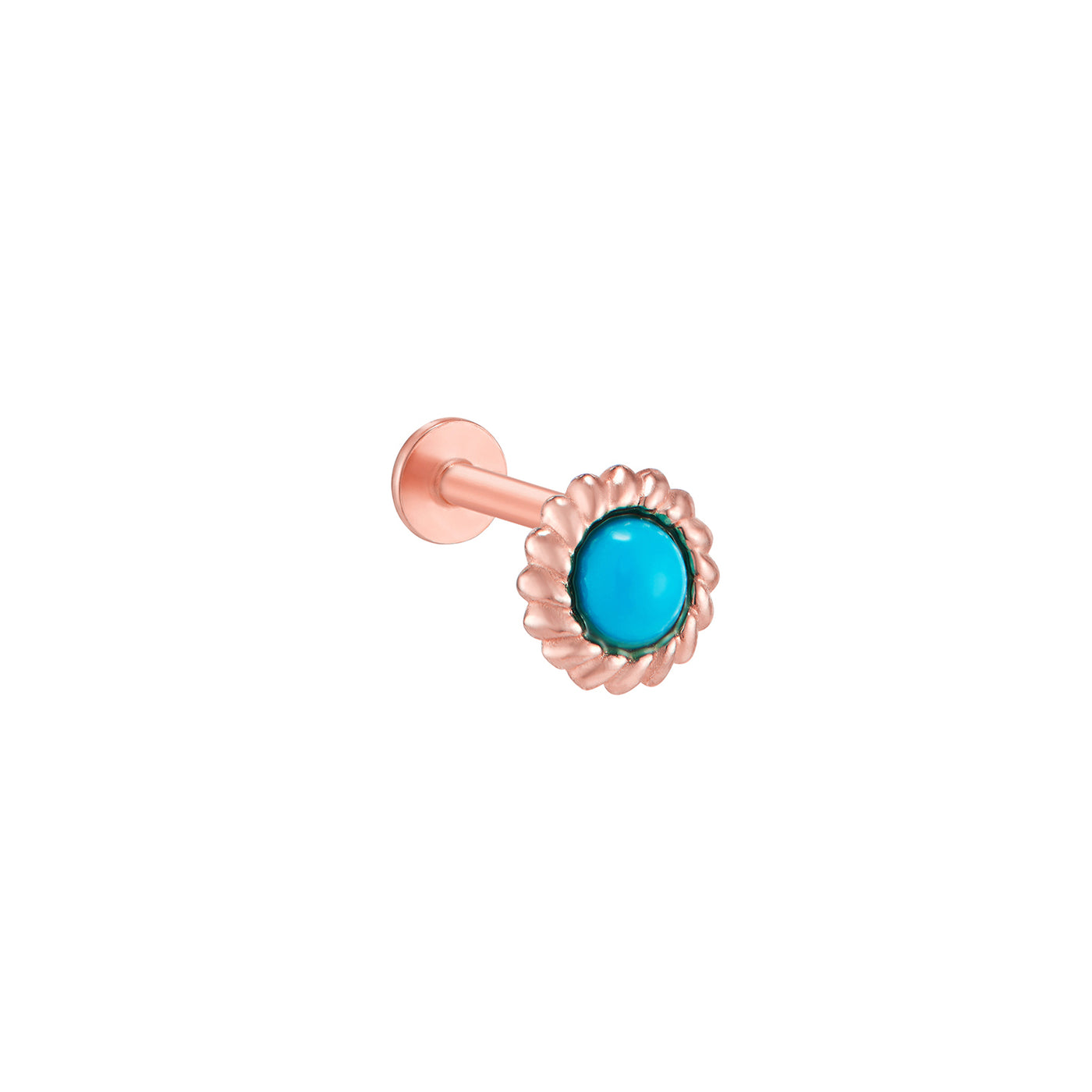 Cabochon Turquoise Rope Frame Labret Piercing 14K Gold