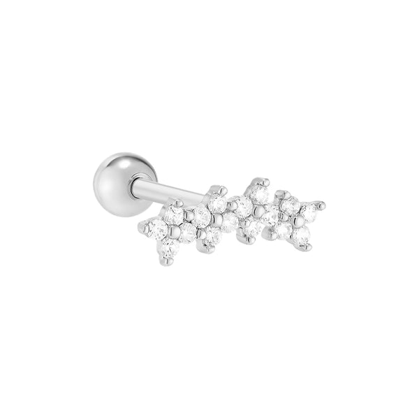 Curved CZ Flower Cartilage Earring