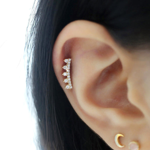 Crown Cartilage Stud Earring- 14K Gold