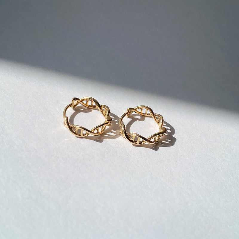 DNA Helix Hoop Earrings- 14K Gold