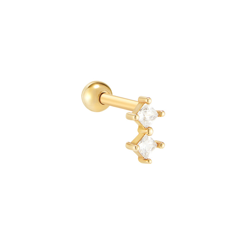 Double Crystal Cartilage Piercing- 14K Gold