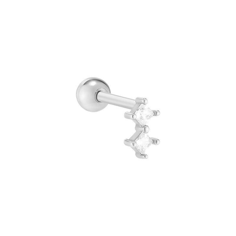 Double Crystal Cartilage Piercing- Sterling Silver