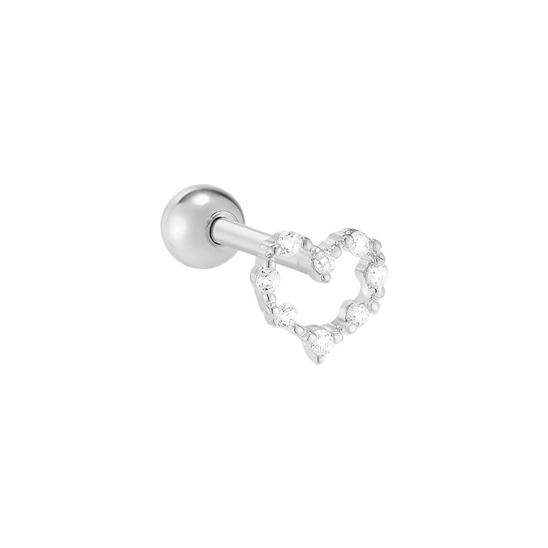 Heart Outline Cartilage Piercing- Sterling Silver