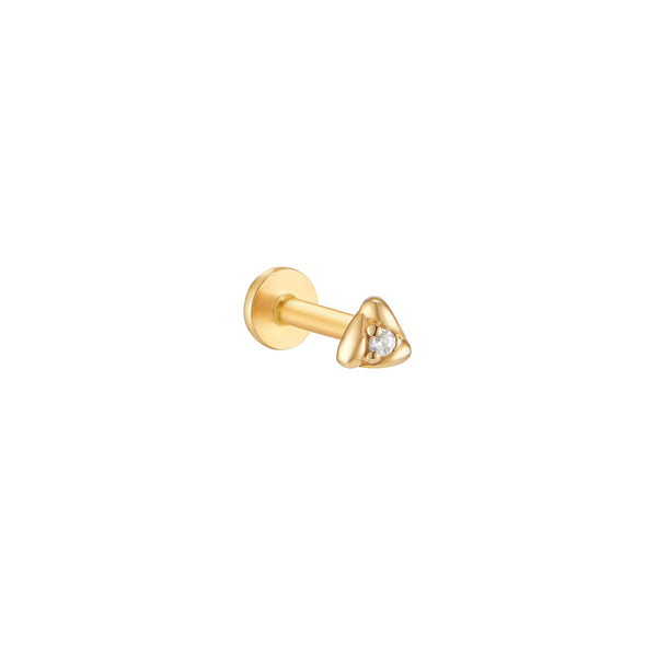Itty Bitty Triangle Flat Back Stud Earring- 14K Gold
