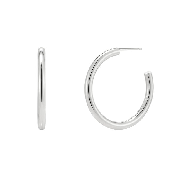 Large Hollow Hoop Earrings- Sterling Silver