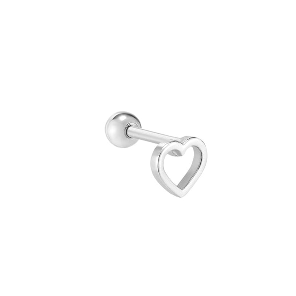 Line Heart Stud Piercing- Sterling Silver