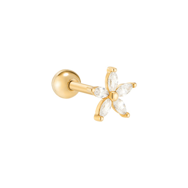 Piercing oreille cartilage hélix triple fleurs strass roses Piercing oreille cartilage hélix triple fleurs strass roses