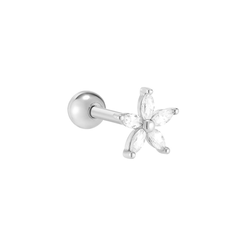 Marquise Flower Cartilage Piercing- Sterling Silver