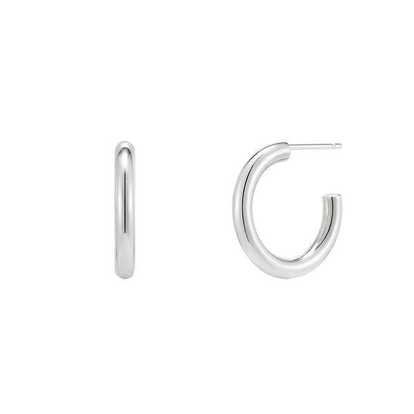 Medium Hollow Hoop Earrings- Sterling Silver