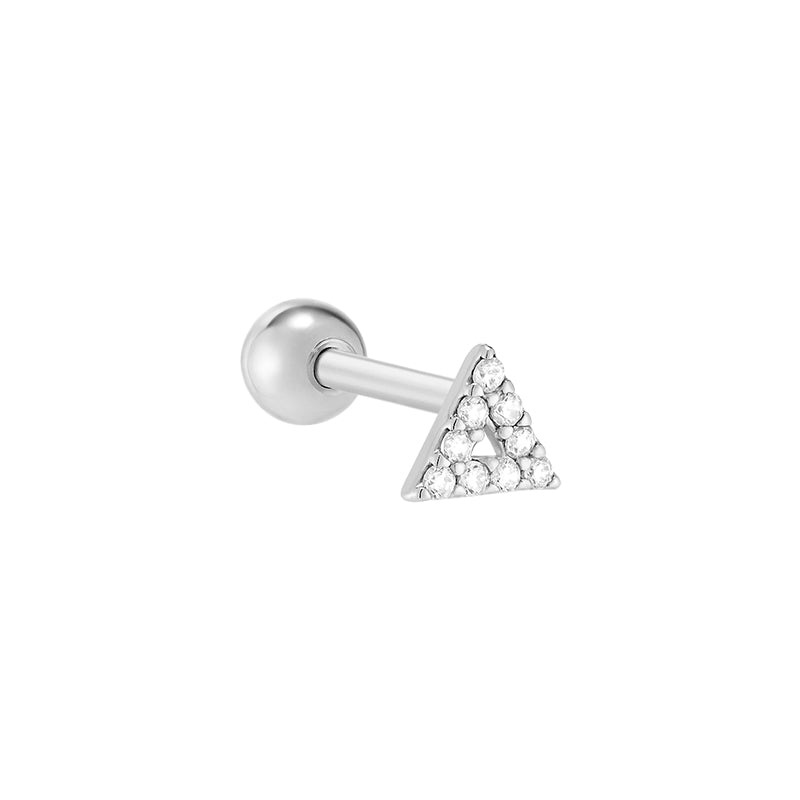 Pave Line Triangle Cartilage Piercing- Sterling Silver