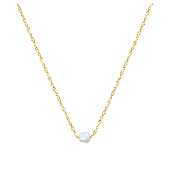 Single Baroque Pearl Necklace- Sterling Silver
