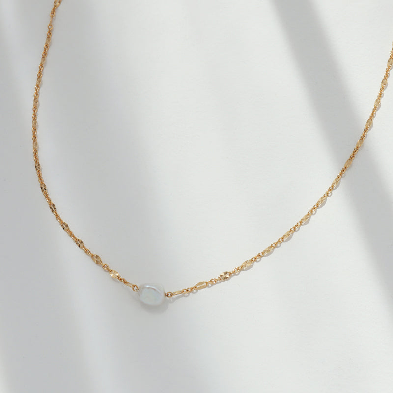 Single Baroque Pearl Necklace- Sterling Silver