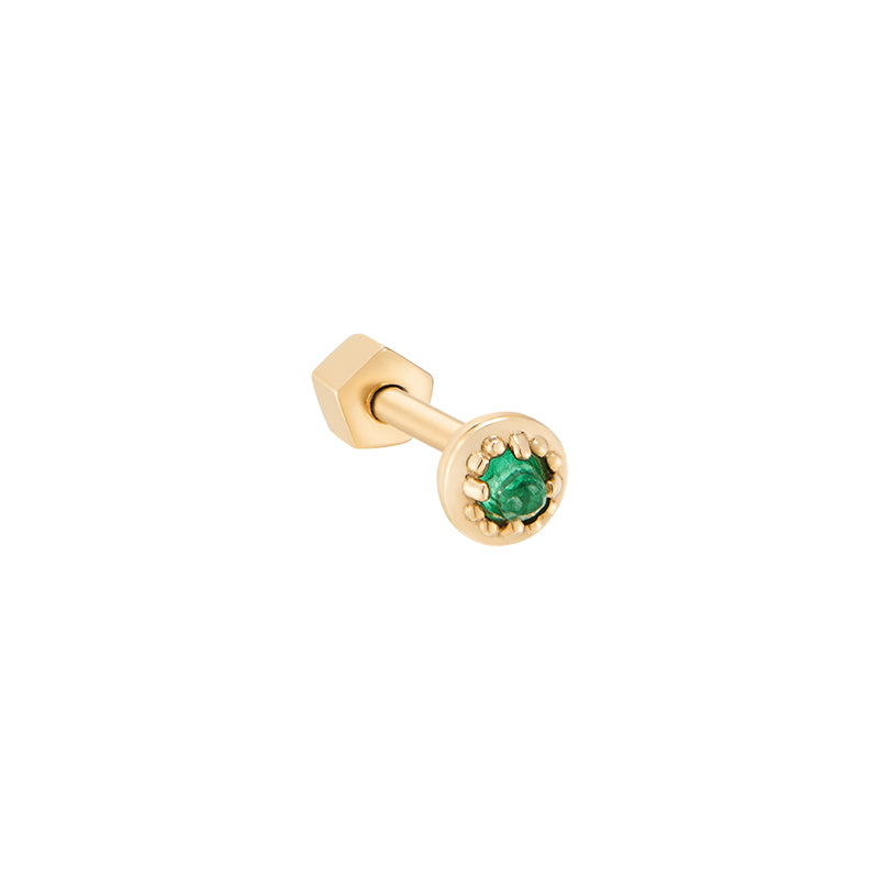 Tiny Ball Gemstone Cartilage Earring- 14K Gold