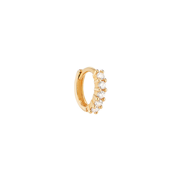 tiny diamond pave huggie hoop earring in solid 14k gold