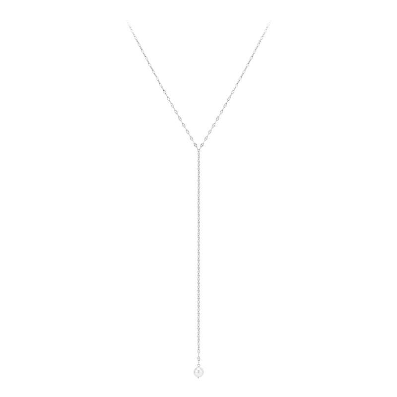 Y Lariat Pearl Necklace- Sterling Silver