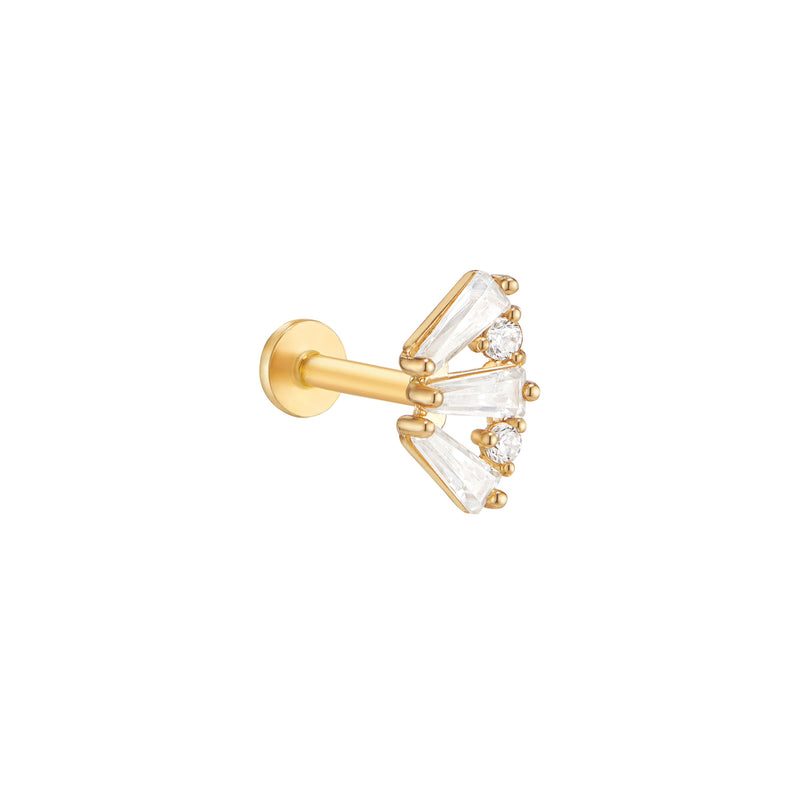 Baguette Crown Labret Piercing- 14K Gold