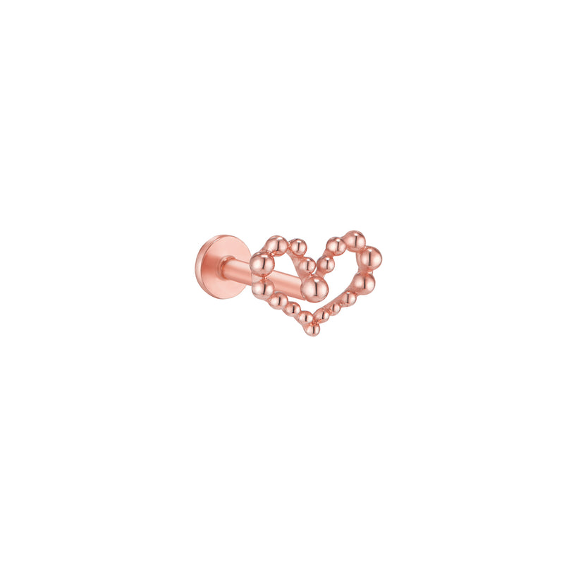 Beaded Heart Line Labret Piercing- 14K Gold