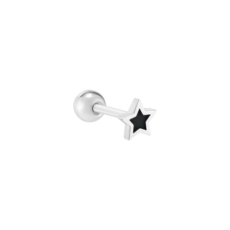 Black Enamel Star Piercing- 14K Gold