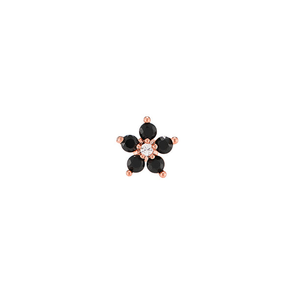 Black CZ Flower Stud Earring