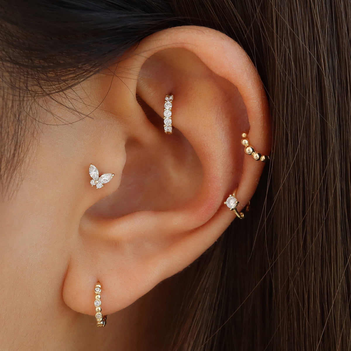 Butterfly Stud Flat-Back Earring 14K Gold | Musemond