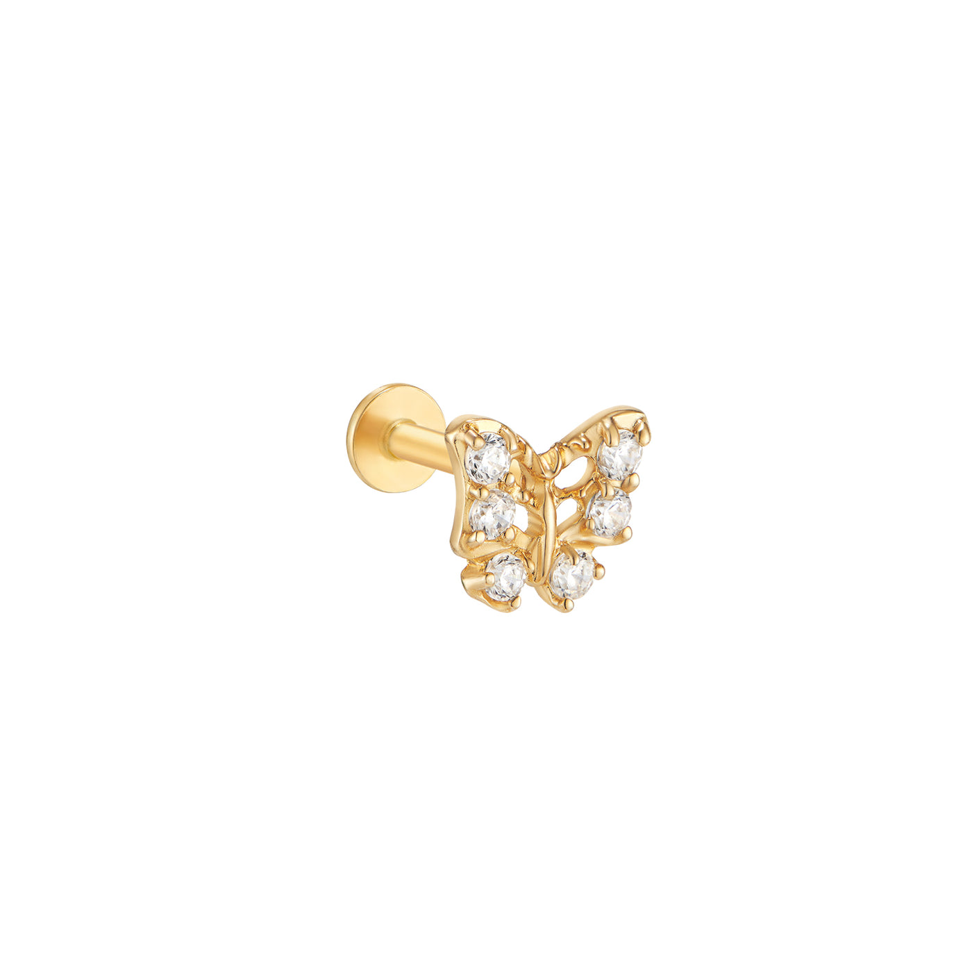 [LLOYD] 韓国ブランド☆14K Gold☆Butterfly piercing Butterfly Bling Flat Back Earring 14K Gold | Musemond