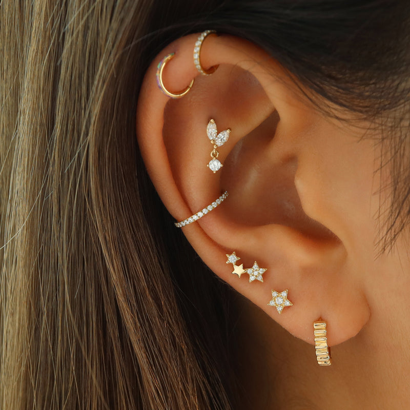 Small Pave Star Stud- 14K Gold