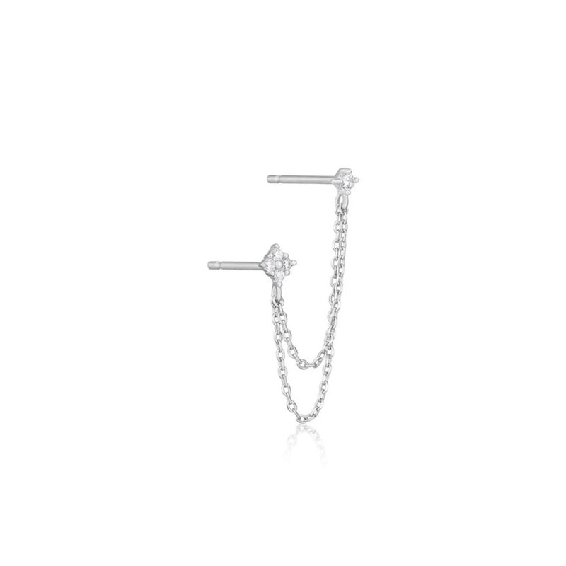 Sparkle Double Chain Stud Earring- Sterling Silver