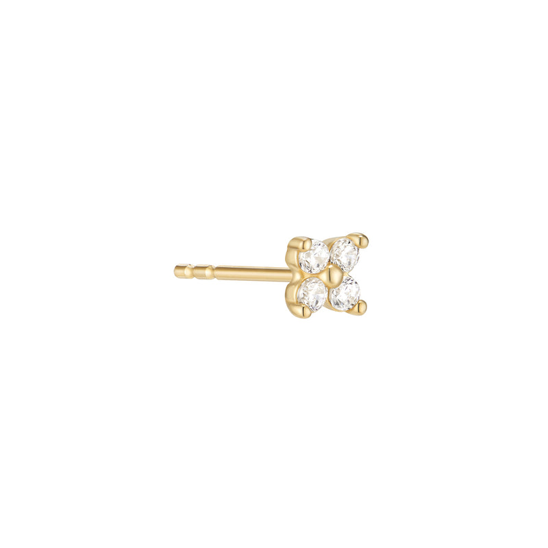 Mini Clover Stud Earring- 14K Gold