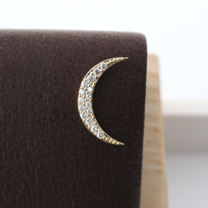 crescent moon helix stud earring