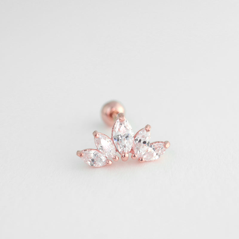 Marquise Crown Stud- 14K Gold