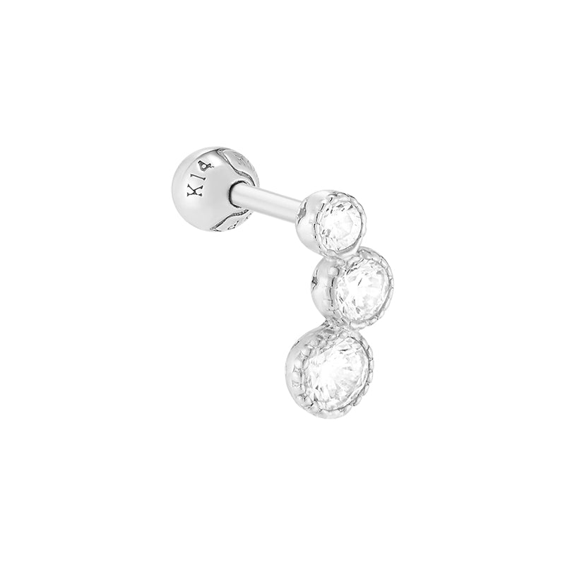 ピアス STONEHENgE 14K Diamond Piercing P1393D Sparkly Crystal Pavé18K Nose Stud Ring L Shaped Zirconia Body