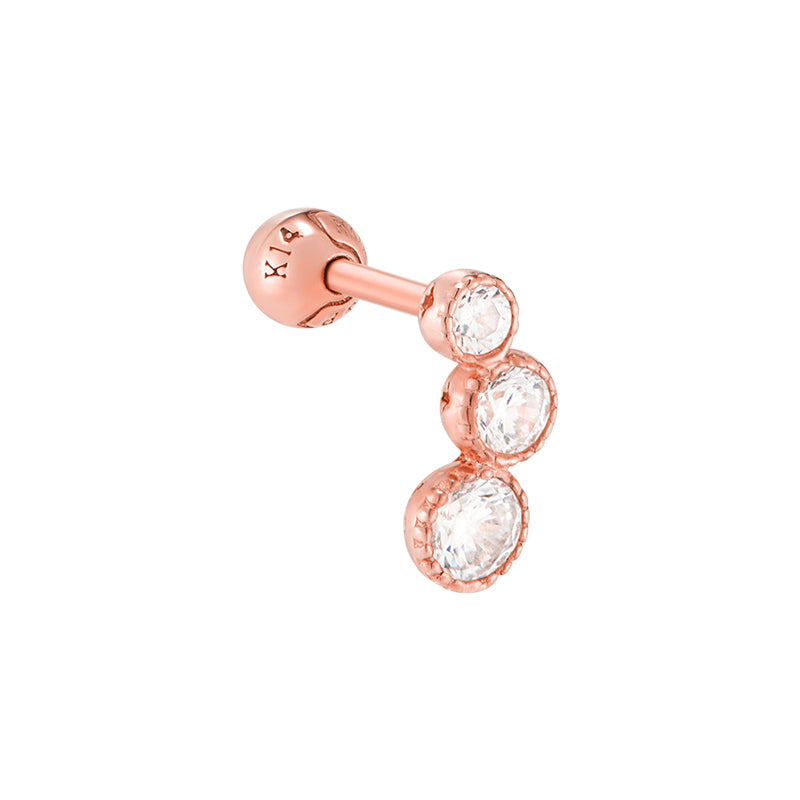 ピアス STONEHENgE 14K piercing Curve Triple Bezel Stud Labret Piercing 14K Gold | Musemond