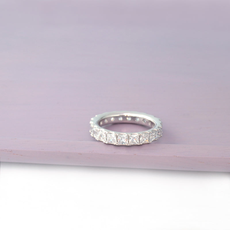 square CZ eternity band ring