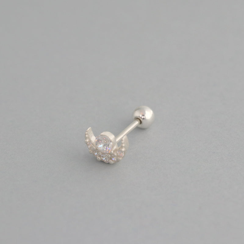 Tiny Crescent Moon Stud- Sterling Silver