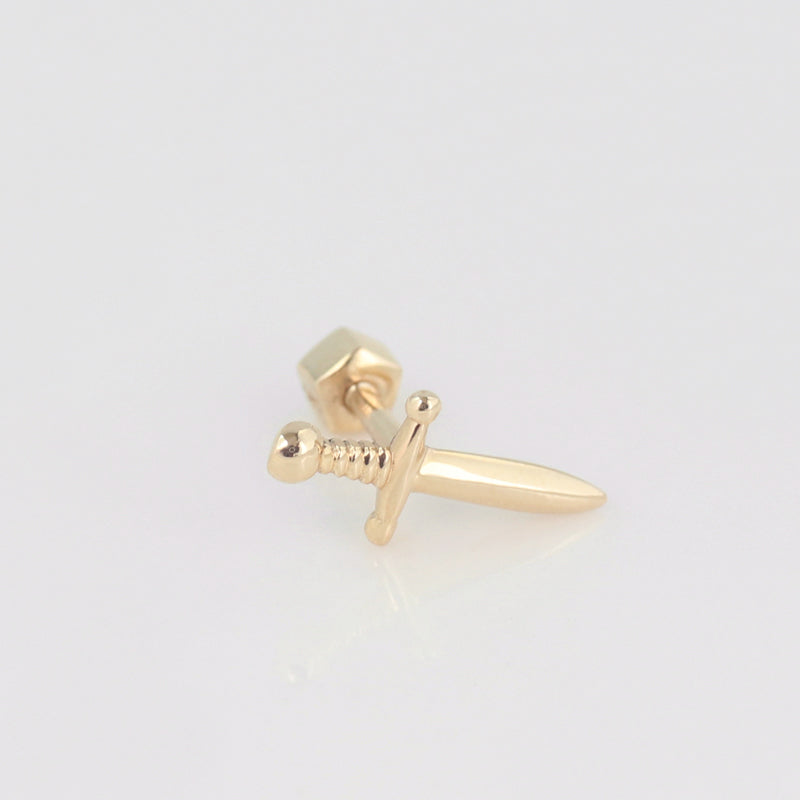 0.10-Carats 14K Natural Real Diamond Gold Trendy Dagger Tattoo Stud  Earrings Gift