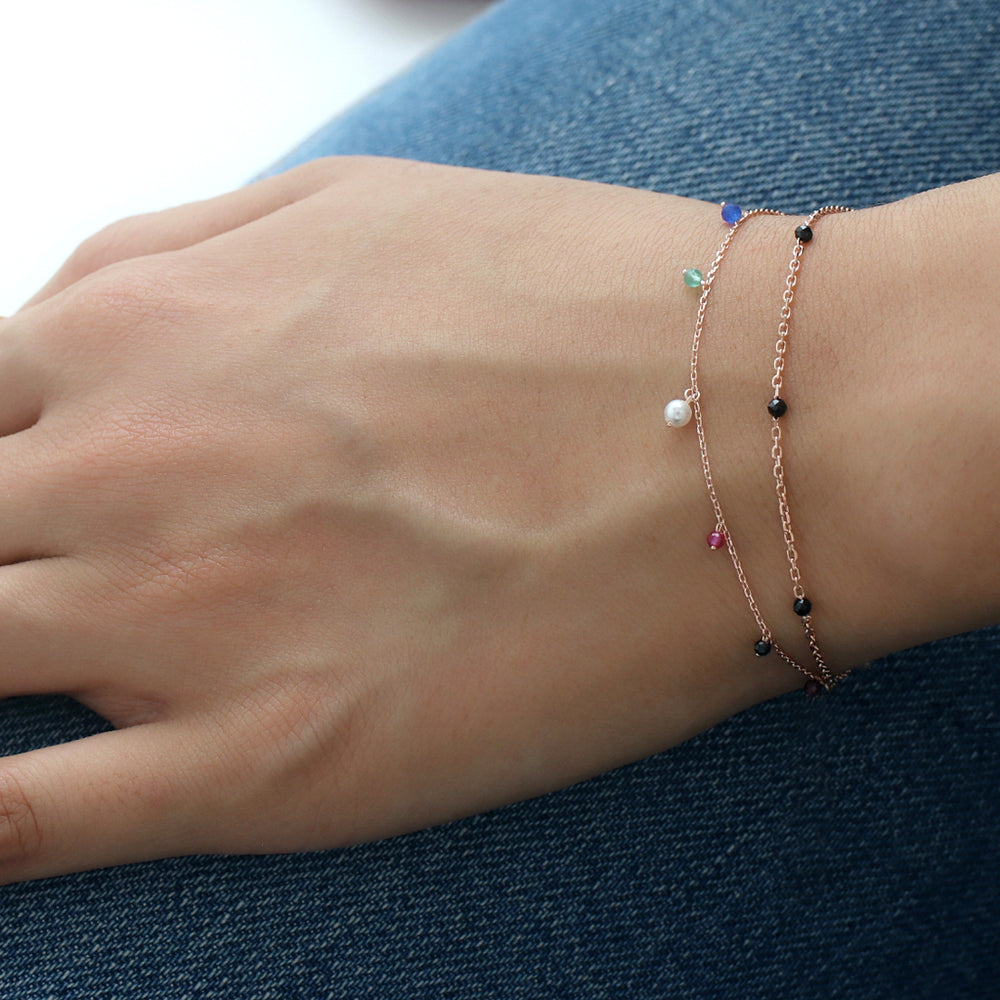 Black Spinel Chain Bracelet- Sterling Silver | Musemond